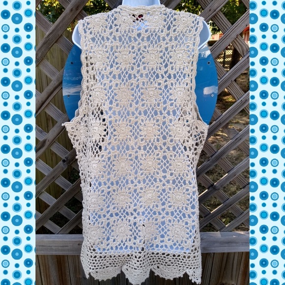 Vintage SILKTIME crochet boho vest 100% silk - Picture 2 of 5